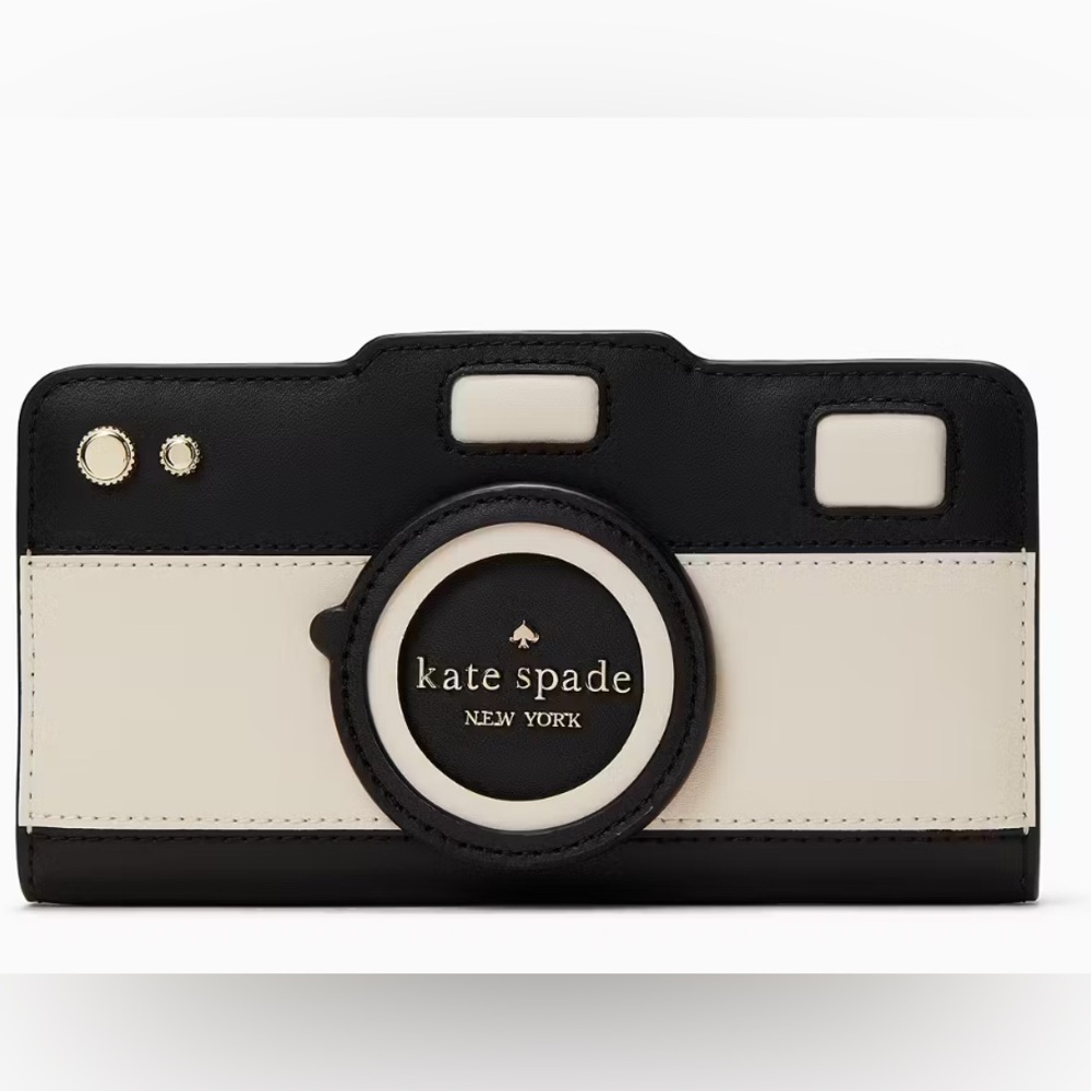 New Kate Spade Oh Snap! Novelty Camera Large Slim Bifold Wallet